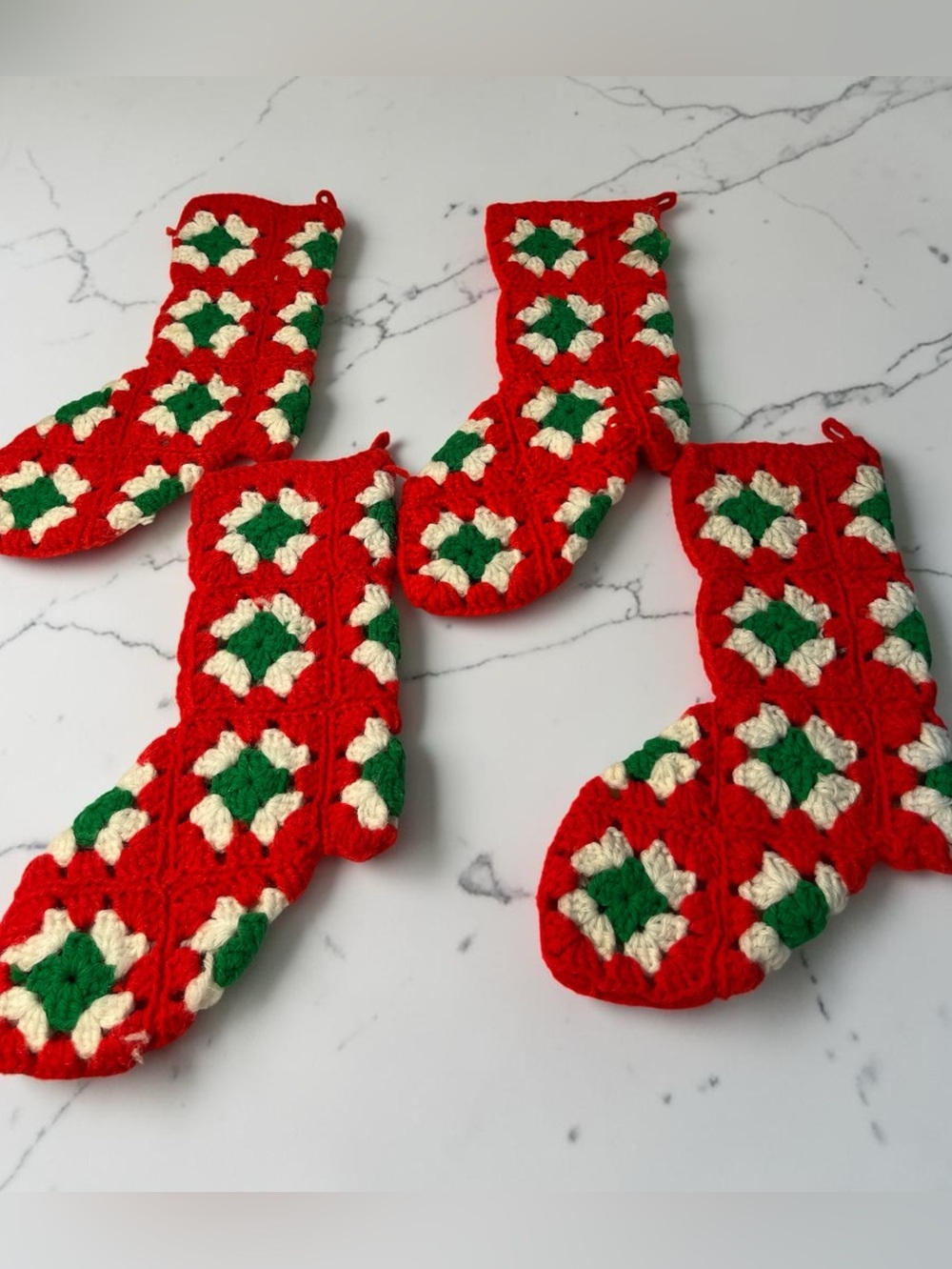 Vintage crochet Christmas stockings
